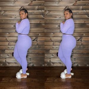 LONG SLEEVE CROP TOP AND HIGH WAISTED JOGGER SET